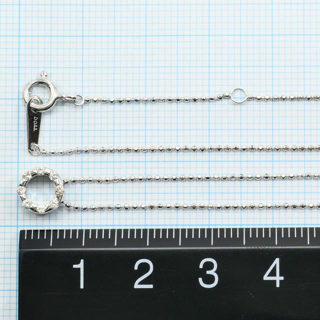 K18 18金 WG ホワイトゴールド ネックレス ダイヤ 0.11 ct 総重量約2.7g 約40cm 中古ジュエリー_3