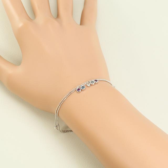 K18 18金 WG ホワイトゴールド ブレスレット ブルートパーズ アメジスト 総重量約1.8g 約19cm 中古ジュエリー_2