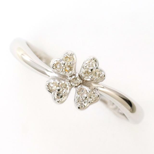 K14 14金 WG ホワイトゴールド リング・指輪 11.5号 ダイヤ 0.10 ct 総重量約1.6g 中古ジュエリー