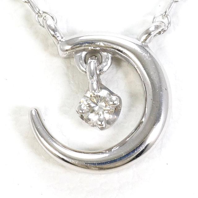 K10 10金 WG ホワイトゴールド ネックレス ダイヤ 0.02ct 総重量約1.0g 約40cm 中古ジュエリー