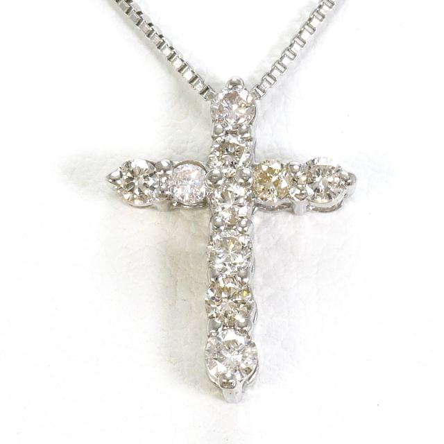PT900 プラチナ PT850 プラチナ ネックレス ダイヤ 0.30 ct 総重量約2.8g 約40cm 中古ジュエリー