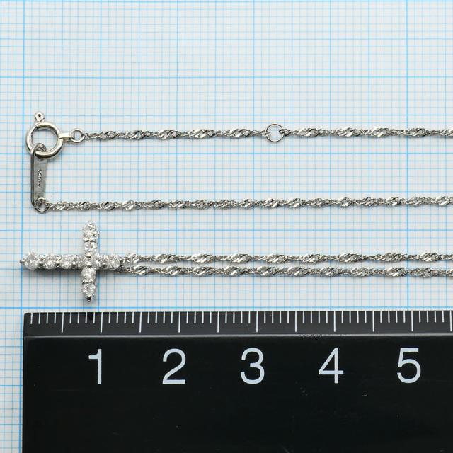 PT900 プラチナ PT850 プラチナ ネックレス ダイヤ 0.30 ct 総重量約2.6g 約40cm 中古ジュエリー_3
