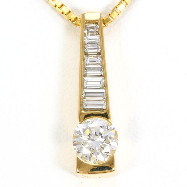 K18 18金 YG イエローゴールド ネックレス ダイヤ 0.58 ct ダイヤ 0.29 ct 鑑別書 総重量約6.4g 約40cm 中古ジュエリー