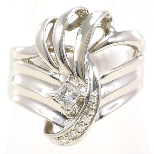 PT900 プラチナ リング・指輪 12.5号 ダイヤ 0.20ct カード鑑別書 総重量約8.3g 中古ジュエリー
