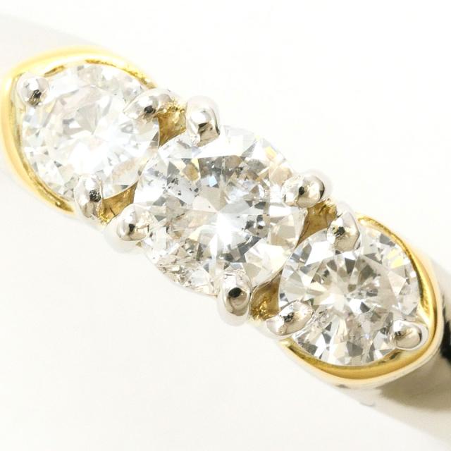PT900 プラチナ K18 18金 YG イエローゴールド リング・指輪 14.5号 ダイヤ 0.50ct カード鑑別書 総重量約3.3g 中古ジュエリー_1