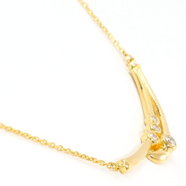 K18 18金 YG イエローゴールド ネックレス ダイヤ 0.18ct カード鑑別書 総重量約4.1g 約37cm 中古ジュエリー_1