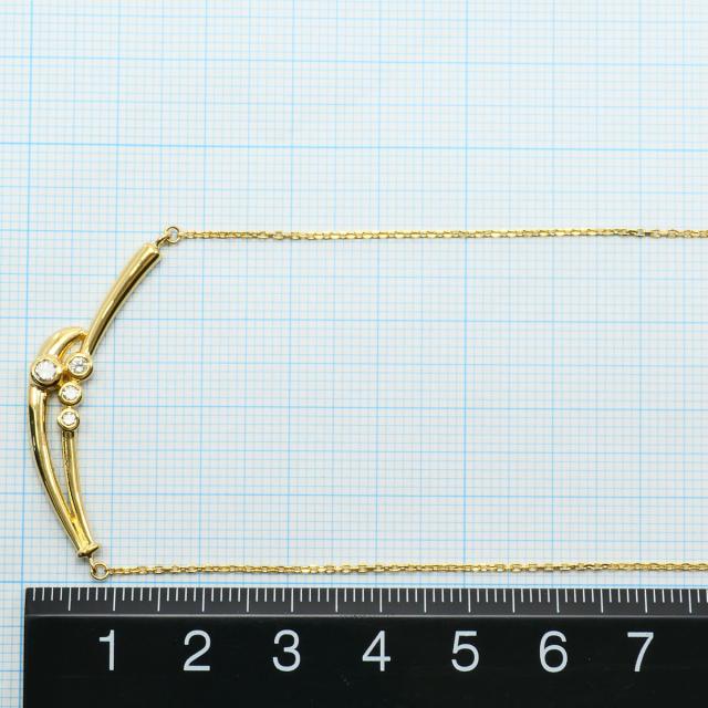K18 18金 YG イエローゴールド ネックレス ダイヤ 0.18ct カード鑑別書 総重量約4.1g 約37cm 中古ジュエリー_5
