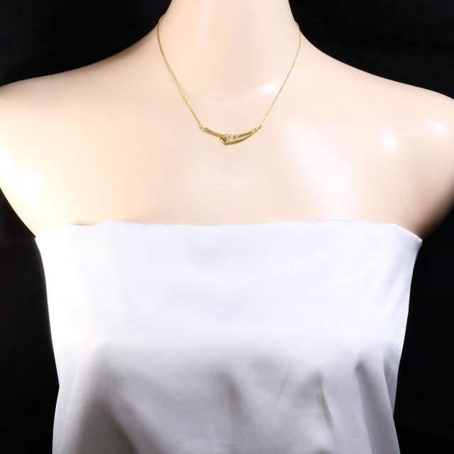 K18 18金 YG イエローゴールド ネックレス ダイヤ 0.18ct カード鑑別書 総重量約4.1g 約37cm 中古ジュエリー_6
