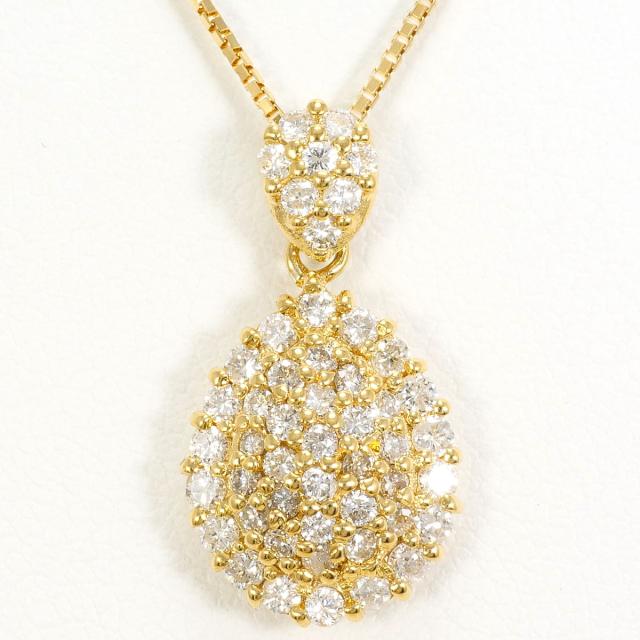 K18 18金 YG イエローゴールド ネックレス ダイヤ 0.75ct カード鑑別書 総重量約4.4g 約45cm 中古ジュエリー