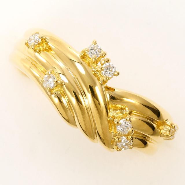 【通常価格より25%OFF】K18 18金 YG イエローゴールド リング・指輪 12.5号 ダイヤ 0.14ct カード鑑別書 総重量約7.1g 中古ジュエリー