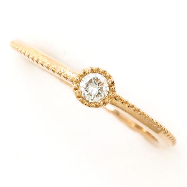 【通常価格より25%OFF】K18 18金 PG ピンクゴールド リング・指輪 8号 ダイヤ 0.08ct 総重量約1.4g 中古ジュエリー