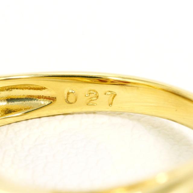 K18 18金 YG イエローゴールド リング・指輪 11号 サンゴ ダイヤ 0.27ct カード鑑別書 総重量約4.8g 中古ジュエリー_5