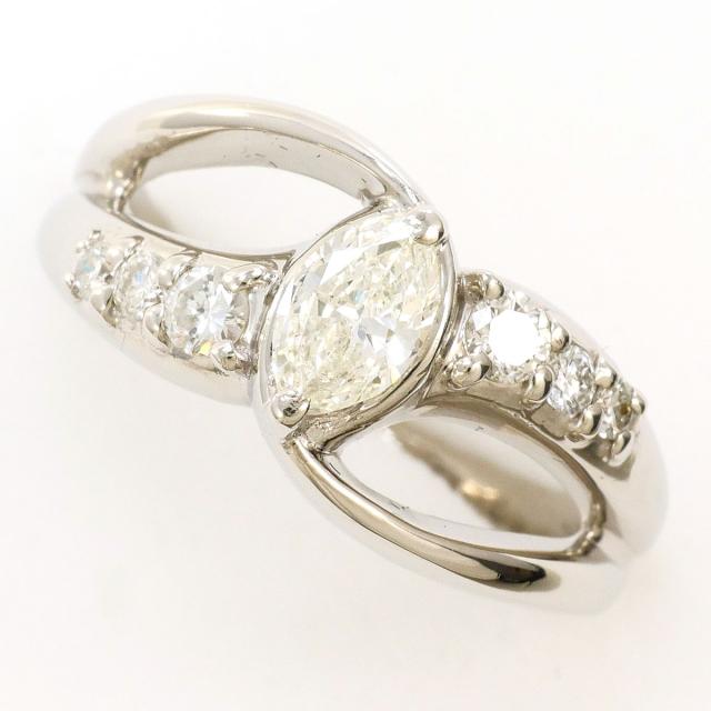 PT900 プラチナ リング・指輪 11号 ダイヤ 0.323ct ダイヤ 0.24ct SI2 鑑定書 総重量約8.2g 中古ジュエリー
