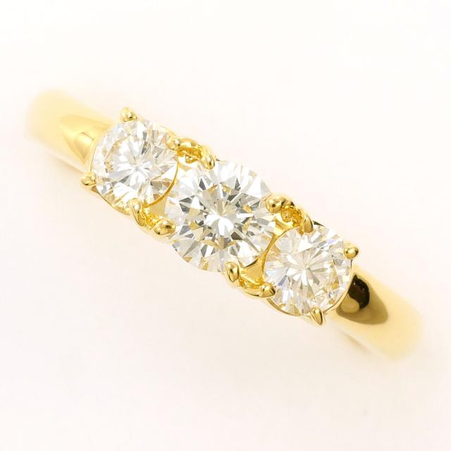 K18 18金 YG イエローゴールド リング・指輪 10.5号 ダイヤ 0.35ct ダイヤ 0.40ct 鑑別書 総重量約3.9g 中古ジュエリー