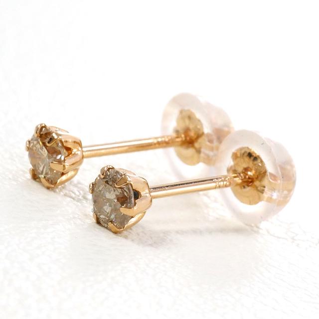 K18 18金 PG ピンクゴールド ピアス ダイヤ 0.1ct 総重量約0.2g 中古ジュエリー