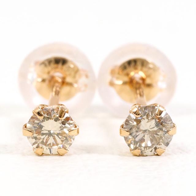 K18 18金 PG ピンクゴールド ピアス ダイヤ 0.1ct 総重量約0.2g 中古ジュエリー_1