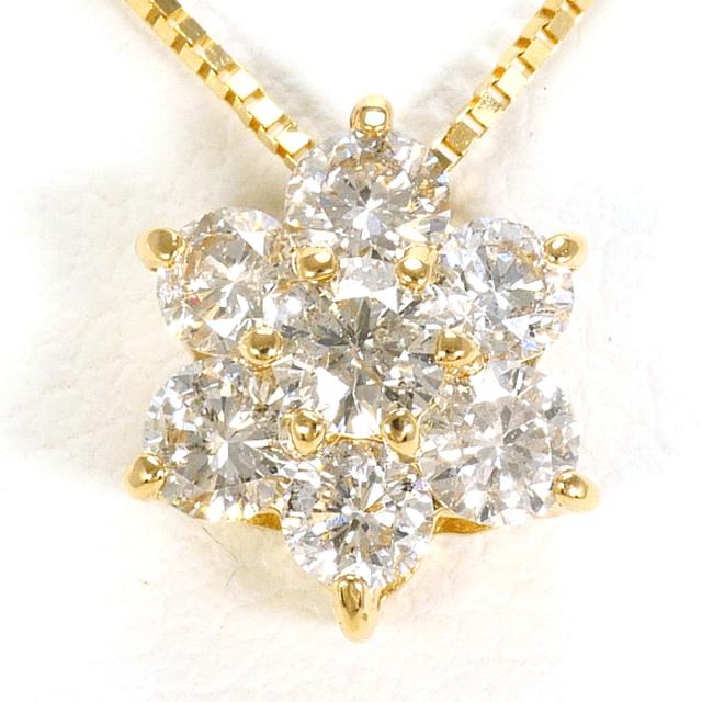 K18 18金 YG イエローゴールド ネックレス ダイヤ 0.50ct 総重量約1.6g 約40cm 中古ジュエリー