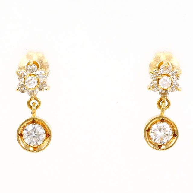 K18 18金 YG イエローゴールド ピアス ダイヤ 0.19ct 総重量約1.1g 中古ジュエリー
