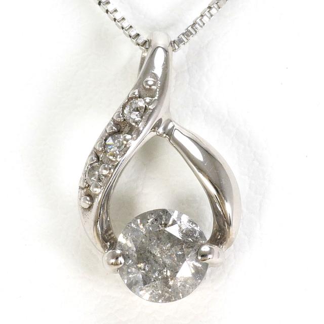 K10 10金 WG ホワイトゴールド ネックレス ダイヤ 0.35ct 総重量約1.4g 約40cm 中古ジュエリー