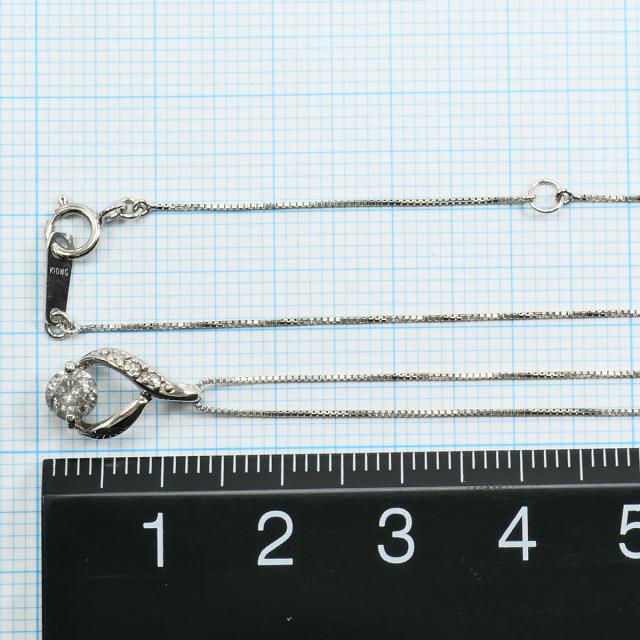 K10 10金 WG ホワイトゴールド ネックレス ダイヤ 0.35ct 総重量約1.4g 約40cm 中古ジュエリー_3