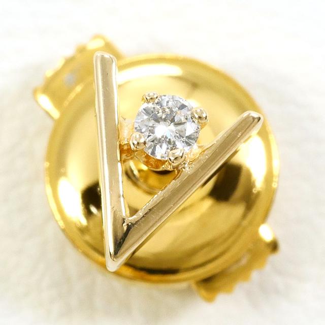 K14 14金 YG イエローゴールド ピンブローチ ダイヤ 総重量約2.1g 中古