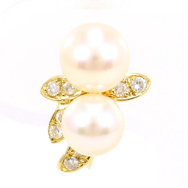 K18 18金 YG イエローゴールド イヤリング(片耳) パール ダイヤ 0.12 ct 総重量約1.8g レディース 【中古】