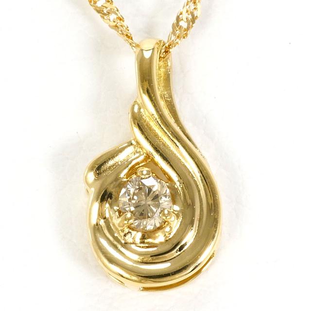 K18 18金 YG イエローゴールド ネックレス ダイヤ 0.05 ct 総重量約1.3g 約42cm 中古ジュエリー