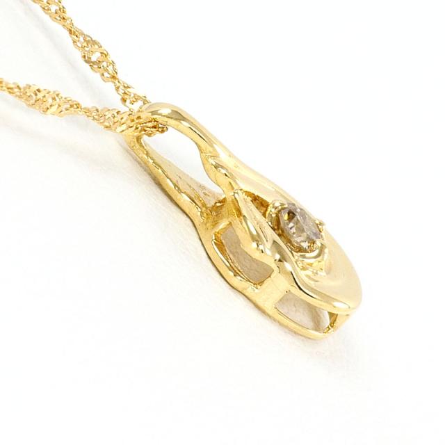 K18 18金 YG イエローゴールド ネックレス ダイヤ 0.05 ct 総重量約1.3g 約42cm 中古ジュエリー