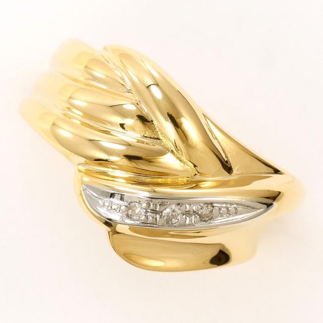 PT900 プラチナ K18 YG イエローゴールド リング・指輪 8.5号 ダイヤ 総重量約3.0g 中古ジュエリー