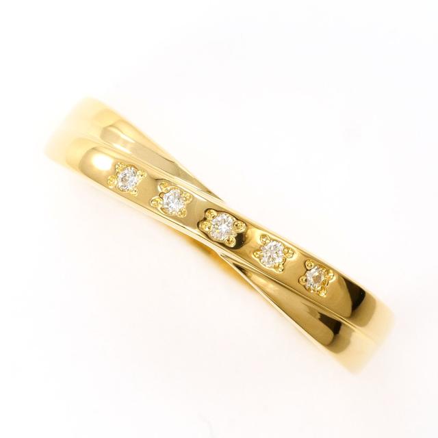 K18 18金 YG イエローゴールド リング・指輪 18号 ダイヤ 0.04 ct 総重量約2.2g 中古ジュエリー