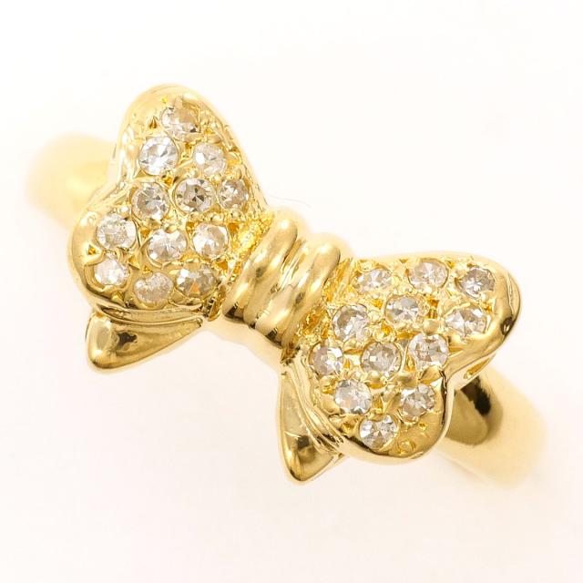 K18 18金 YG イエローゴールド リング・指輪 11.5号 ダイヤ 0.19ct 総重量約2.3g 中古ジュエリー