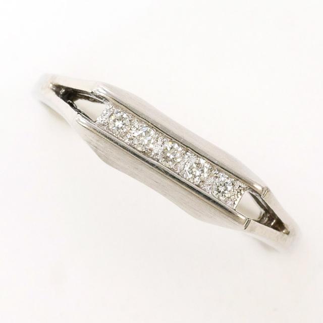 K14 14金 WG ホワイトゴールド リング・指輪 11.5号 ダイヤ 0.05ct 総重量約1.5g 中古ジュエリー
