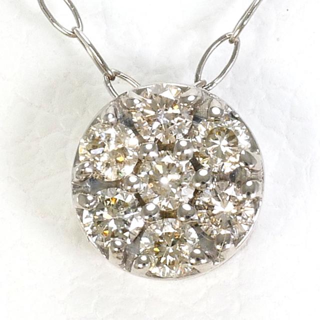 K10 10金 WG ホワイトゴールド ネックレス ダイヤ 0.10 ct 総重量約0.6g 約40cm 中古ジュエリー