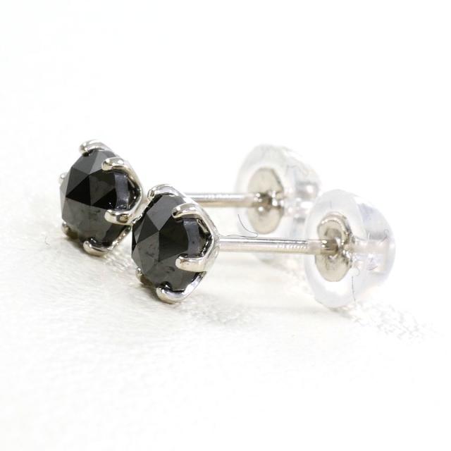 PT900 プラチナ ピアス ブラックダイヤ 0.26 ct 総重量約0.5g 中古ジュエリー