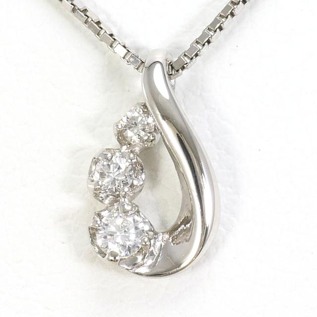 PT900 プラチナ PT850 プラチナ ネックレス ダイヤ 0.06 ct 総重量約2.0g 約40cm 中古ジュエリー