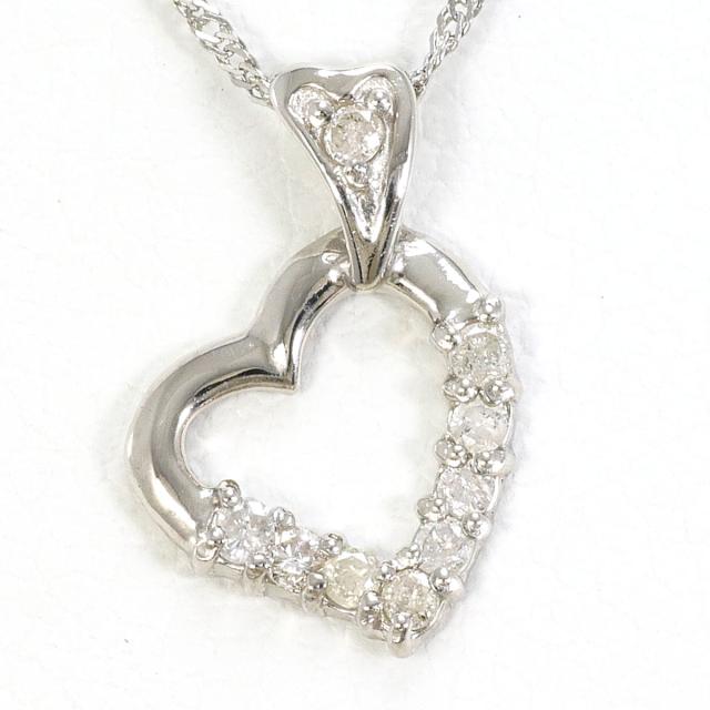 PT1000 プラチナ PT850 プラチナ ネックレス ダイヤ 0.10 ct 総重量約1.4g 約42cm 中古ジュエリー