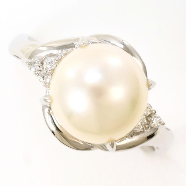 PT900 プラチナ リング・指輪 12号 パール ダイヤ 0.04ct 総重量約4.2g 中古ジュエリー