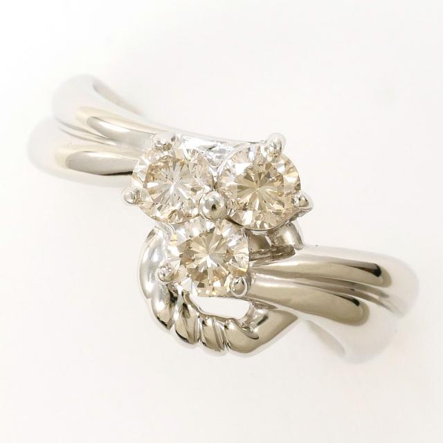 PT900 プラチナ リング・指輪 10号 ブラウンダイヤ 0.563ct カード鑑別 