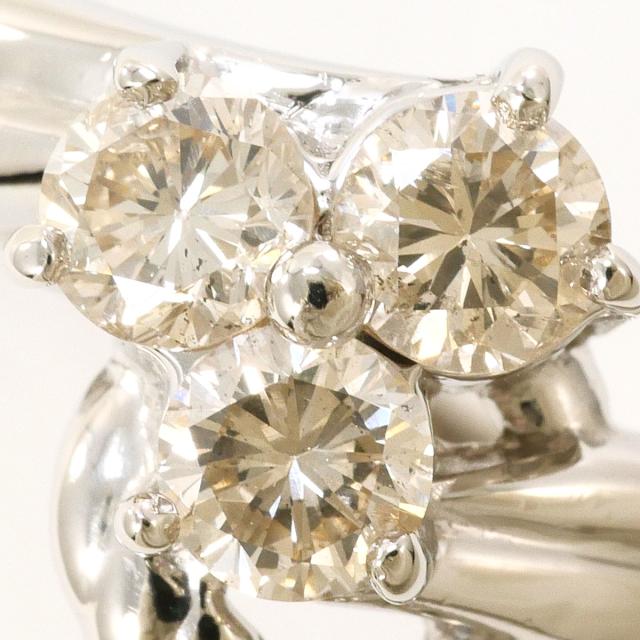 PT900 プラチナ リング・指輪 10号 ブラウンダイヤ 0.563ct カード鑑別 