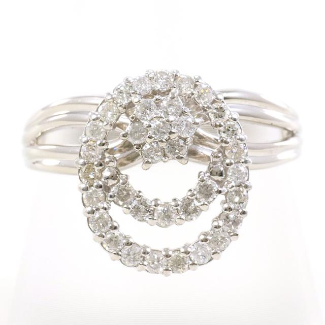 PT900 プラチナ リング・指輪 16号 ダイヤ 0.50ct 鑑別書 総重量約5.1g 中古ジュエリー