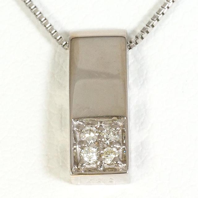 K18 18金 WG ホワイトゴールド ネックレス ダイヤ 0.03ct 総重量約1.7g 約39cm 中古ジュエリー
