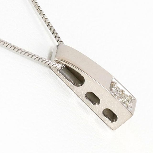 K18 18金 WG ホワイトゴールド ネックレス ダイヤ 0.03ct 総重量約1.7g 約39cm 中古ジュエリー_1