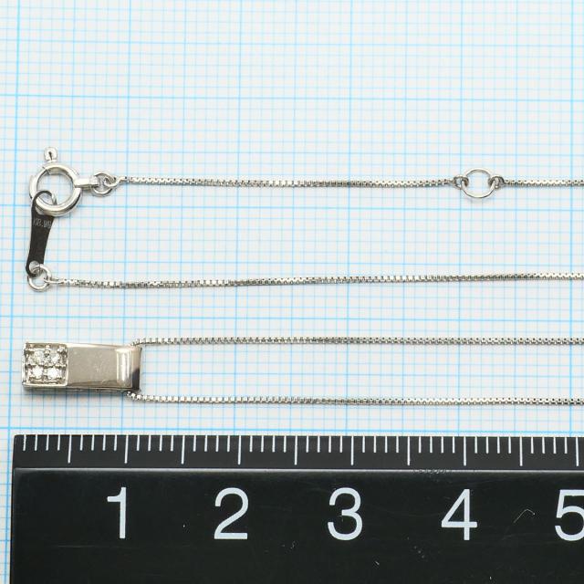 K18 18金 WG ホワイトゴールド ネックレス ダイヤ 0.03ct 総重量約1.7g 約39cm 中古ジュエリー_3