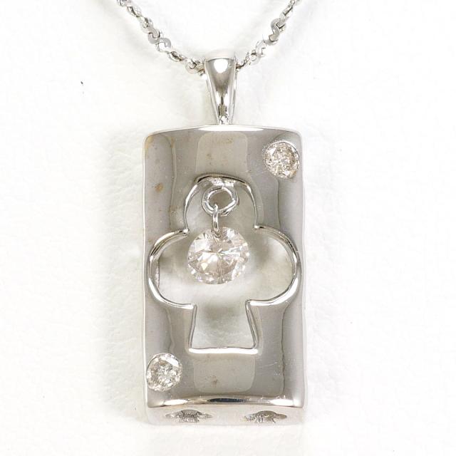 K18 18金 WG ホワイトゴールド ネックレス ダイヤ 0.13ct 総重量約2.3g 約40cm 中古ジュエリー