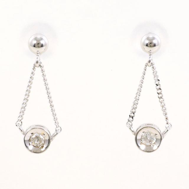 K14 14金 WG ホワイトゴールド ピアス ダイヤ 総重量約0.7g 中古 