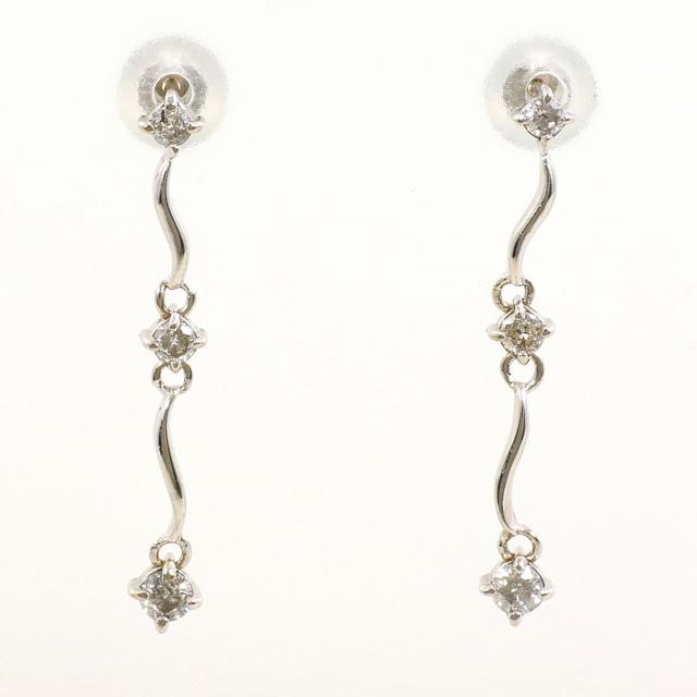 K14 14金 WG ホワイトゴールド ピアス ダイヤ 0.11ct 総重量約0.6g 中古ジュエリー