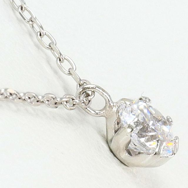 K10 10金 WG ホワイトゴールド ネックレス ジルコニア 総重量約0.8g 約40cm 中古ジュエリー