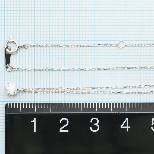 K10 10金 WG ホワイトゴールド ネックレス ジルコニア 総重量約0.8g 約40cm 中古ジュエリー