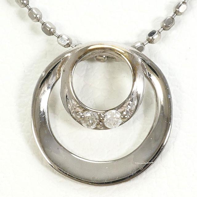 K10 10金 WG ホワイトゴールド ネックレス ダイヤ 0.02ct 総重量約1.3g 約40cm 中古ジュエリー