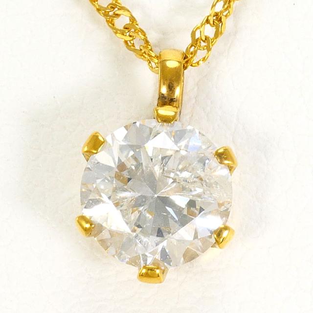 K24 24金 YG イエローゴールド ネックレス ダイヤ 1.014ct I1 総重量約2.1g 約42cm 中古ジュエリー